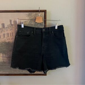 Madewell Black Jean Shorts with Frayed Hem